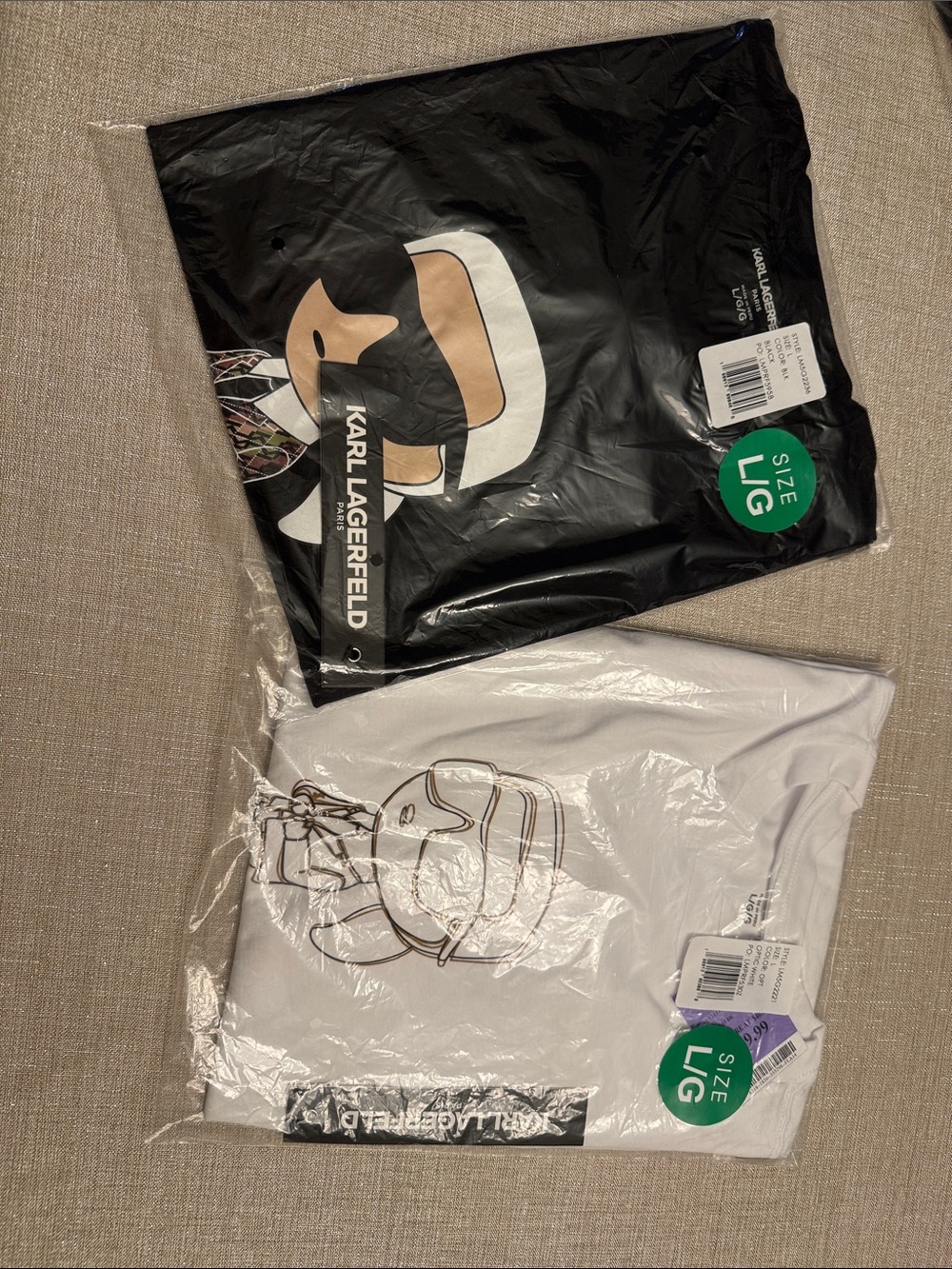 Karl Lagerfeld- Men’s L Graphic Tee Duo — Black & White with Character Print